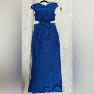 Womens Blue Side Cutout Sleeveless Side Slit Maxi Dress. Like new-Worn once